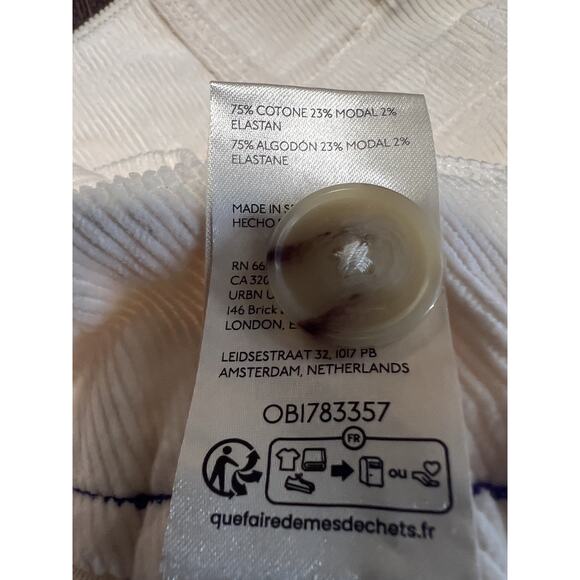 Anthropologie Maeve Colette Size 31 Petite Cropped Corduroy Wide Leg Pants Ivory - Picture 10 of 11